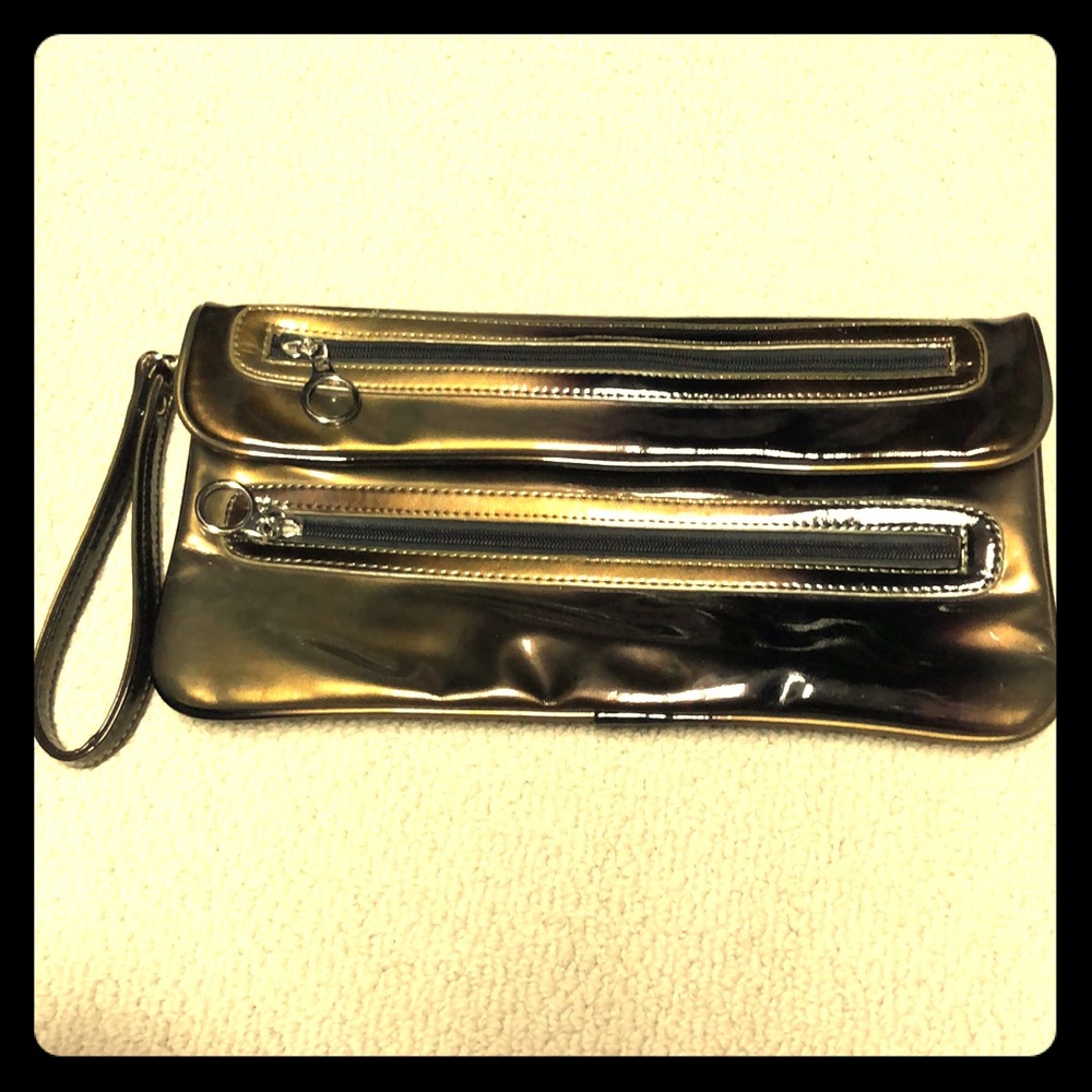 Clutch purse gold metallic and black
